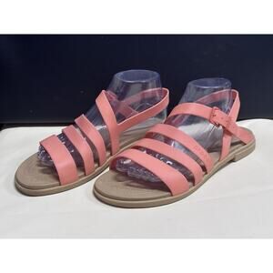 Crocs Tulum 206107 Stappy Slingback Sandals Womens 9 Peach Pink Flats